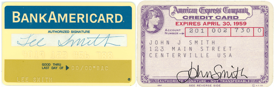 The first credit cards: Bankamericard and American Express Credit Cards