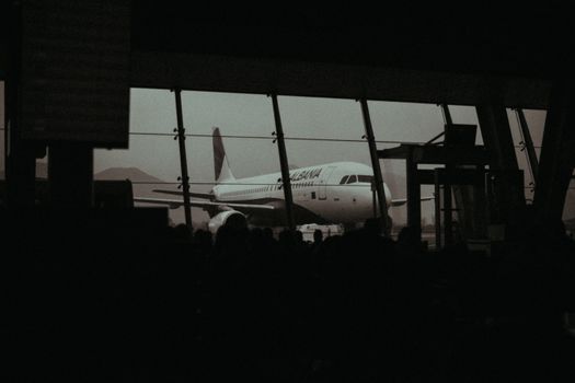 Airplane boarding gate in New Zealand