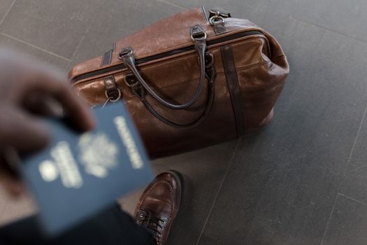 Passport and boarding pass at the airport