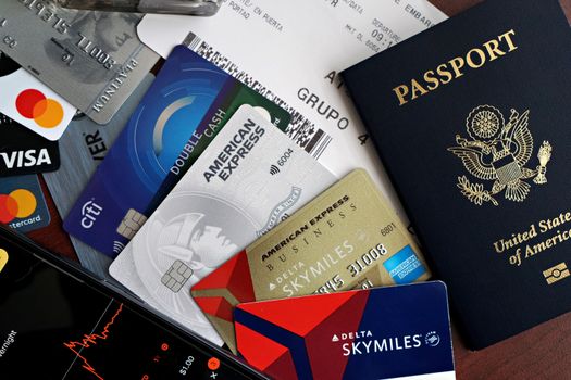 Relaxing in an airport lounge with a travel credit card