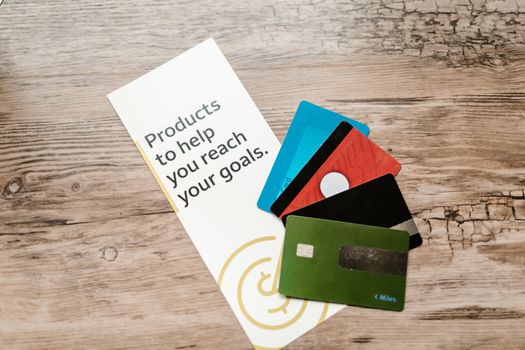 Credit cards flat lay illustrating rewards programmes
