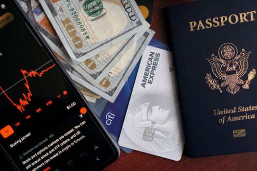 Passport and credit card used while traveling overseas