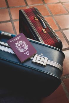 Passport and suitcase ready for international travel