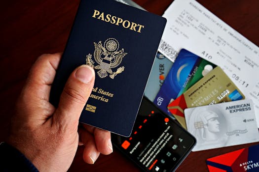 Traveller holding passport and credit card