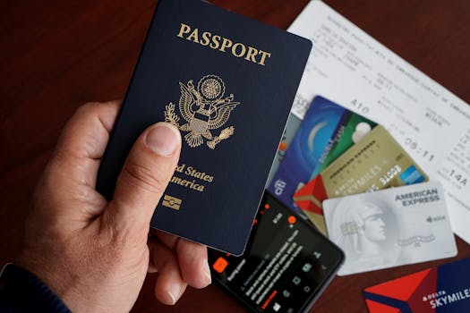 Traveller holding a passport and credit card